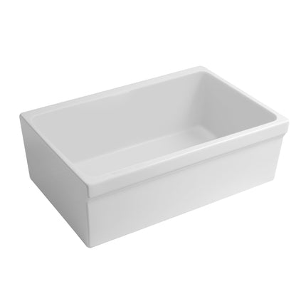 Whitehaus Glencove 30" Reversible Matte Kitchen Fireclay Sink With Elegant Beveled Front Apron On One Side - WHQ5530-M-WHITE Whitehaus