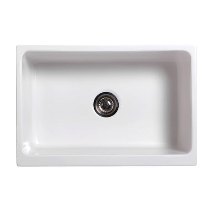 Whitehaus Glencove Fireclay 30" Reversible Sink With Elegant Beveled Front Apron On One Side Decorative 2" Lip Plain On Opposite Side - WHQ5530-WHITE Whitehaus