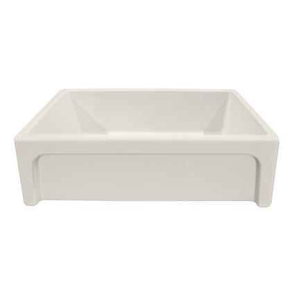 Whitehaus Shakerhaus 33" Reversible Kitchen Fireclay Sink With Shaker Design Front Apron On One Side - WHQ5550-BISCUIT Whitehaus