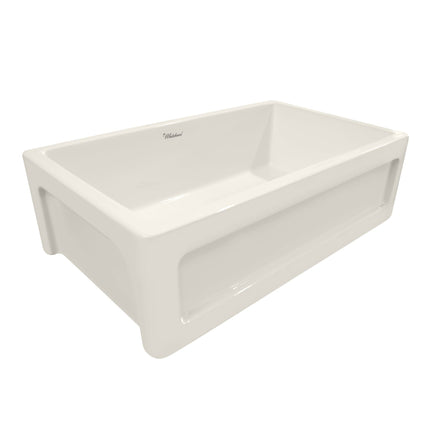 Whitehaus Shakerhaus 33" Reversible Kitchen Fireclay Sink With Shaker Design Front Apron On One Side - WHQ5550-BISCUIT Whitehaus