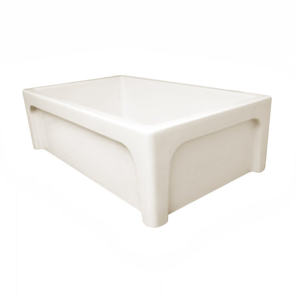 Whitehaus Shakerhaus 33" Reversible Kitchen Fireclay Sink With Shaker Design Front Apron On One Side - WHQ5550-BISCUIT Whitehaus
