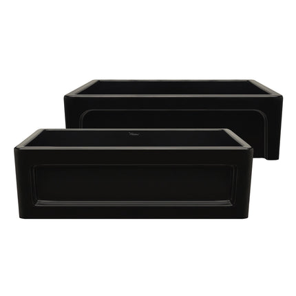 Whitehaus Shakerhaus 33" Reversible Kitchen Fireclay Sink With Shaker Design Front Apron On One Side - WHQ5550-BLACK Whitehaus
