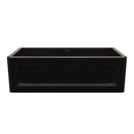Whitehaus Shakerhaus 33" Reversible Kitchen Fireclay Sink With Shaker Design Front Apron On One Side - WHQ5550-BLACK Whitehaus