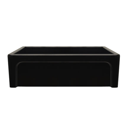Whitehaus Shakerhaus 33" Reversible Kitchen Fireclay Sink With Shaker Design Front Apron On One Side - WHQ5550-BLACK Whitehaus