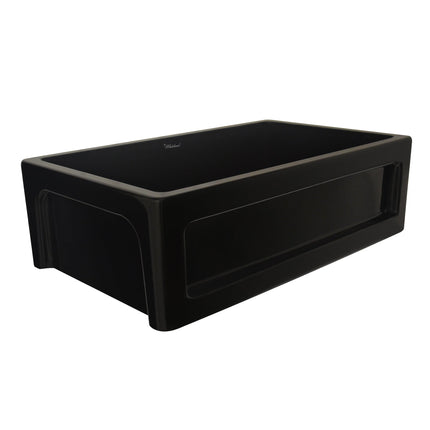 Whitehaus Shakerhaus 33" Reversible Kitchen Fireclay Sink With Shaker Design Front Apron On One Side - WHQ5550-BLACK Whitehaus