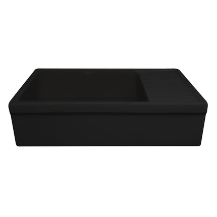 Whitehaus Farmhaus Quatro Alcove Large Reversible Matte Fireclay Kitchen Sink - WHQD540-M-BLACK Whitehaus