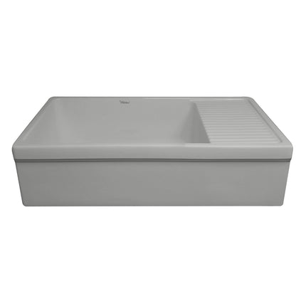 Whitehaus Farmhaus Quatro Alcove Large Reversible Matte Fireclay Kitchen Sink - WHQD540-M-LIGHTCEMENT Whitehaus