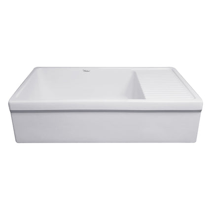 Whitehaus Farmhaus Quatro Alcove Large Reversible Matte Fireclay Kitchen Sink - WHQD540-M-WHITE Whitehaus