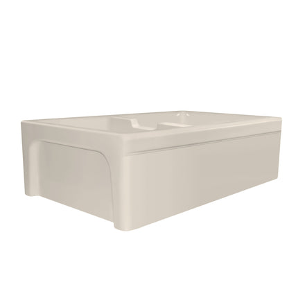 Whitehaus Glencove Fireclay 42" Large Double Bowl Reversible Sink With An Elegant Beveled Front Apron On One Side - WHQDB5542-BISCUIT Whitehaus