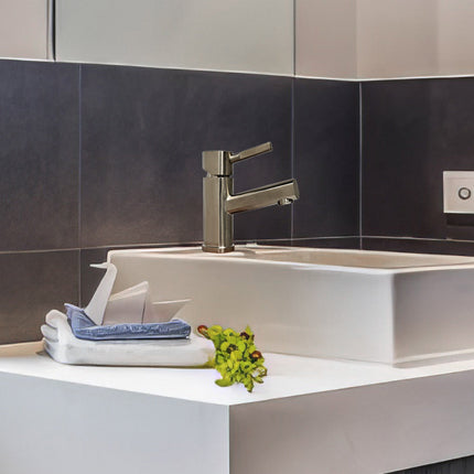 Whitehaus Waterhaus Solid Stainless Steel, Single Hole, Single Lever Lavatory Faucet - WHS0311-SB-BSS Whitehaus