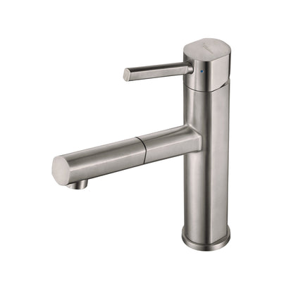 Whitehaus Waterhaus Solid Stainless Steel, Single Hole, Single Lever Kitchen Faucet With Pull-Out Spray Head - WHS1394-PSK-BSS Whitehaus