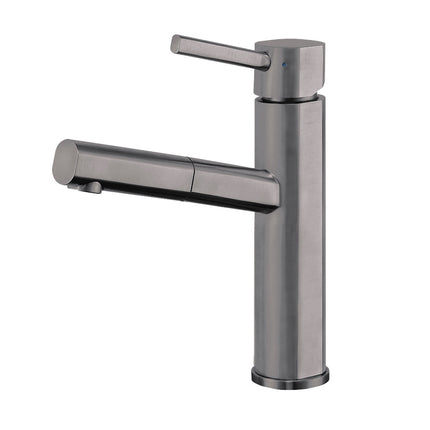 Whitehaus Waterhaus Lead-Free Solid Stainless Steel, Single Hole, Single Lever Kitchen Faucet With Pull-Out Spray Head - WHS1394-PSK-GM Whitehaus