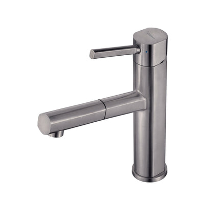 Whitehaus Waterhaus Lead-Free Solid Stainless Steel, Single Hole, Single Lever Kitchen Faucet With Pull-Out Spray Head - WHS1394-PSK-GM Whitehaus