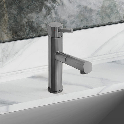 Whitehaus Waterhaus Lead-Free Solid Stainless Steel, Single Hole, Single Lever Kitchen Faucet With Pull-Out Spray Head - WHS1394-PSK-GM Whitehaus