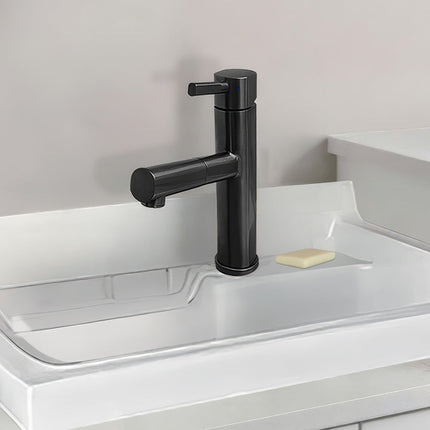 Whitehaus Waterhaus Lead-Free Solid Stainless Steel, Single Hole, Single Lever Kitchen Faucet With Pull-Out Spray Head - WHS1394-PSK-MBLK Whitehaus
