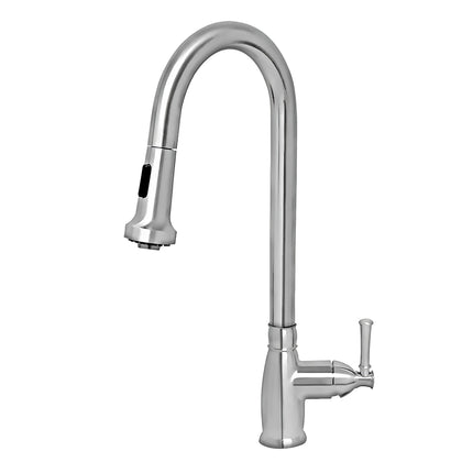 Whitehaus Waterhaus Lead Free Solid Stainless Steel Single-Hole Faucet With Gooseneck Swivel Spout - WHS6800-PDK-PSS Whitehaus