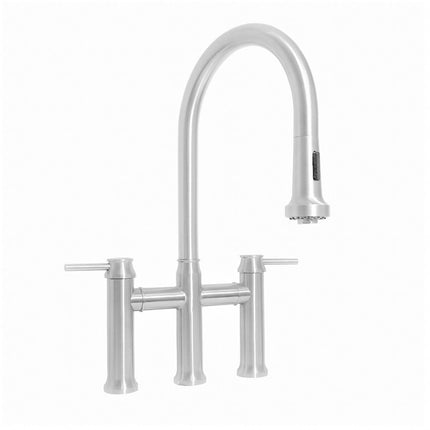 Whitehaus Waterhaus Lead Free Solid Stainless Steel Single-Hole Faucet With Gooseneck Swivel Spout - WHS6900-PDK-PSS Whitehaus