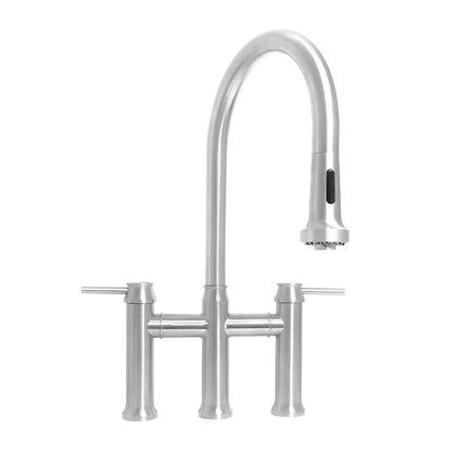 Whitehaus Waterhaus Lead Free Solid Stainless Steel Single-Hole Faucet With Gooseneck Swivel Spout - WHS6900-PDK-PSS Whitehaus