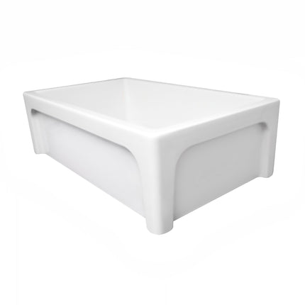 Whitehaus Glencove St. Ives 33" Front Apron Fireclay Sink With An Intricate Vine Design - WHSIV3333-WHITE Whitehaus