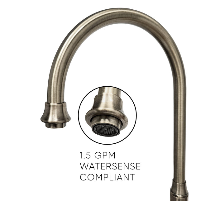 Whitehaus Twisthaus Plus Bridge Faucet With Gooseneck Swivel Spout, Lever Handles And Solid Brass Side Spray - WHTTSLV3-9773-NT-BN Whitehaus