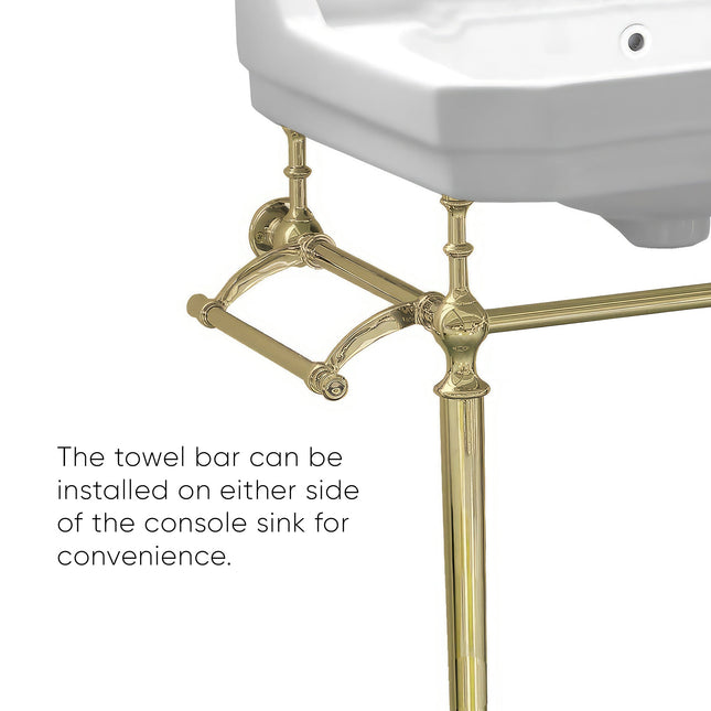 Whitehaus Victoriahaus Console With Integrated Rectangular Bowl With Single Hole Drill , Interchangable Towel Bar - WHV024-L33-1H-B Whitehaus