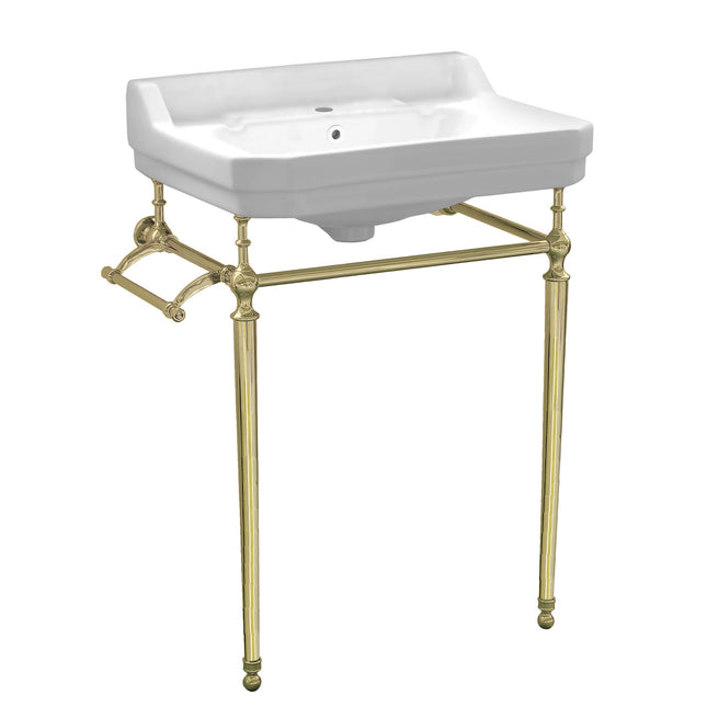 Whitehaus Victoriahaus Console With Integrated Rectangular Bowl With Single Hole Drill , Interchangable Towel Bar - WHV024-L33-1H-B Whitehaus