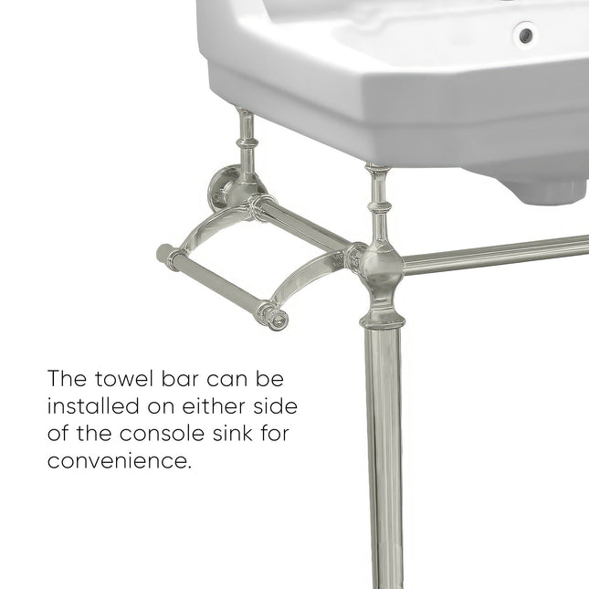Whitehaus Victoriahaus Console With Integrated Rectangular Bowl With Single Hole Drill ,Interchangable Towel Bar - WHV024-L33-1H-BN Whitehaus