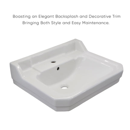 Whitehaus Victoriahaus Rectangular Basin China Console With Single Hole Faucet Drill With Towel Bar - WHV024-L33-1H-C Whitehaus