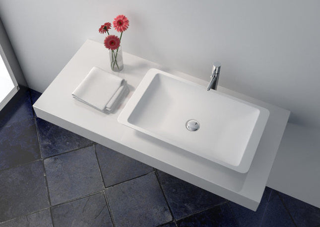 Legion Furniture WJ9002 23.6" Solid Surface Vessel Sink in White Legion Furniture