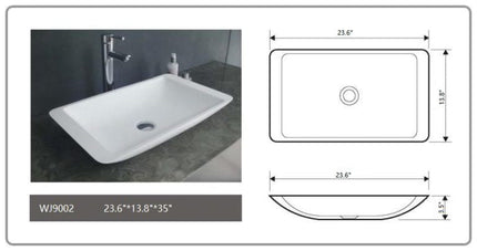 Legion Furniture WJ9002 23.6" Solid Surface Vessel Sink in White Legion Furniture