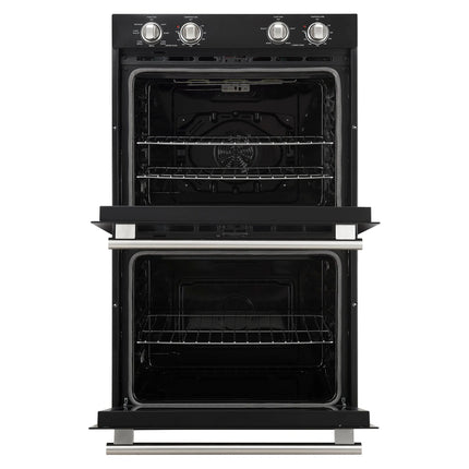 Forno Vomero 30-Inch Double Wall Oven, Black, 10 cu.ft Total Capacity, 7100W Convection, Mechanical Controls, Manuel Steam Clean FORNO