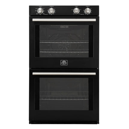 Forno Vomero 30-Inch Double Wall Oven, Black, 10 cu.ft Total Capacity, 7100W Convection, Mechanical Controls, Manuel Steam Clean FORNO