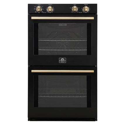 Forno Vomero 30-Inch Double Wall Oven, Black, 10 cu.ft Total Capacity, 7100W Convection, Mechanical Controls, Manuel Steam Clean FORNO