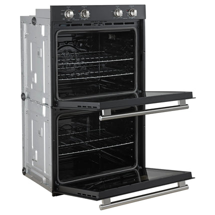 Forno Vomero 30-Inch Double Wall Oven, Black, 10 cu.ft Total Capacity, 7100W Convection, Mechanical Controls, Manuel Steam Clean FORNO