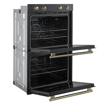 Forno Vomero 30-Inch Double Wall Oven, Black, 10 cu.ft Total Capacity, 7100W Convection, Mechanical Controls, Manuel Steam Clean FORNO