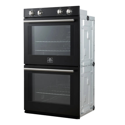 Forno Vomero 30-Inch Double Wall Oven, Black, 10 cu.ft Total Capacity, 7100W Convection, Mechanical Controls, Manuel Steam Clean FORNO