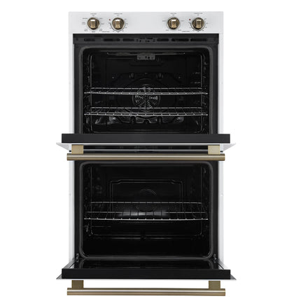 Forno Vomero 30-Inch Double Wall Oven, White, 10 cu.ft Total Capacity, 7100W Convection, Mechanical Controls, Manuel Steam Clean FORNO