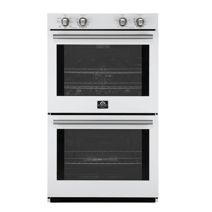 Forno Vomero 30-Inch Double Wall Oven, White, 10 cu.ft Total Capacity, 7100W Convection, Mechanical Controls, Manuel Steam Clean FORNO