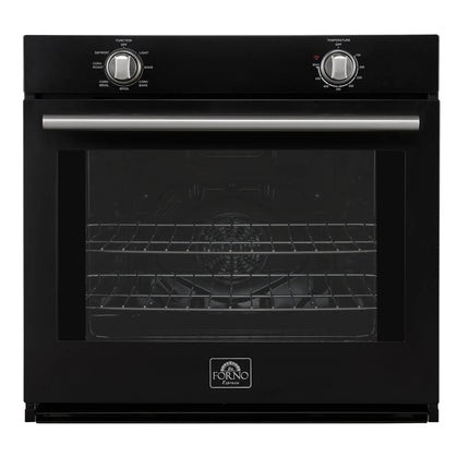 Forno Vomero 30-Inch Wall Oven, Black, 5 cu.ft Capacity, 3550 Watts Convection, Mechanical Controls, Manuel Steam Clean FORNO