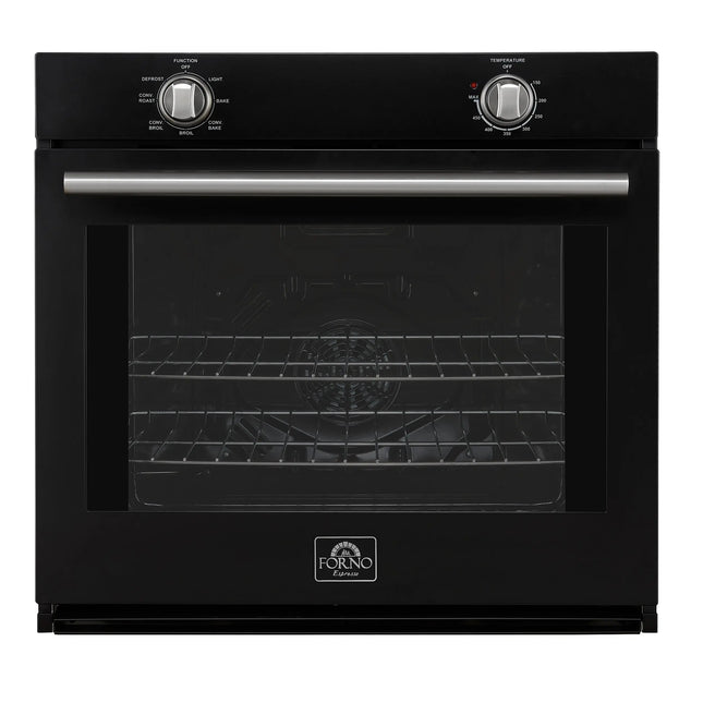 Forno Vomero 30-Inch Wall Oven, Black, 5 cu.ft Capacity, 3550 Watts Convection, Mechanical Controls, Manuel Steam Clean FORNO