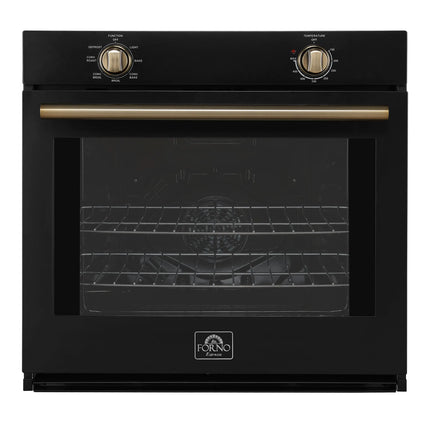 Forno Vomero 30-Inch Wall Oven, Black, 5 cu.ft Capacity, 3550 Watts Convection, Mechanical Controls, Manuel Steam Clean FORNO