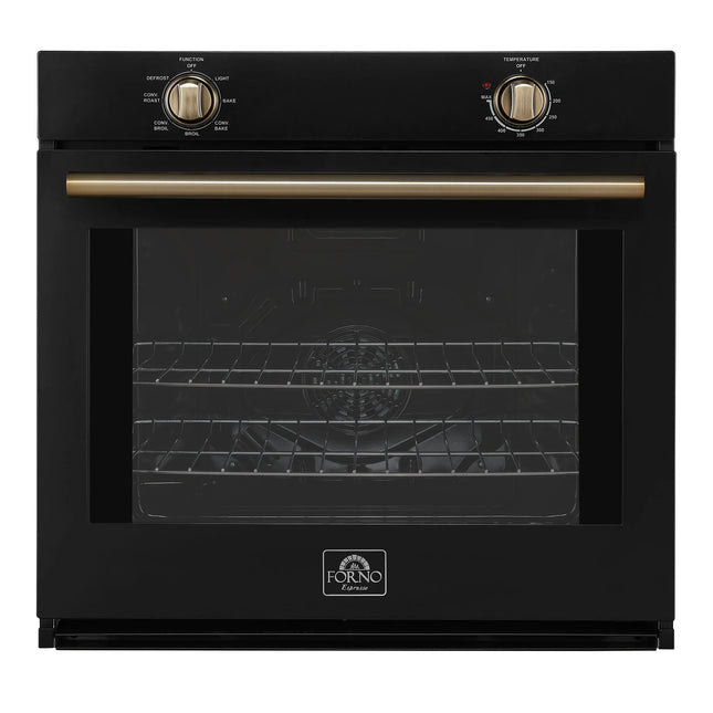 Forno Vomero 30-Inch Wall Oven, Black, 5 cu.ft Capacity, 3550 Watts Convection, Mechanical Controls, Manuel Steam Clean FORNO