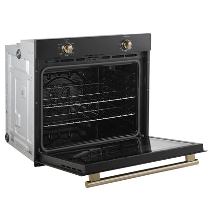 Forno Vomero 30-Inch Wall Oven, Black, 5 cu.ft Capacity, 3550 Watts Convection, Mechanical Controls, Manuel Steam Clean FORNO