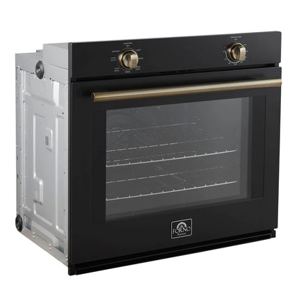 Forno Vomero 30-Inch Wall Oven, Black, 5 cu.ft Capacity, 3550 Watts Convection, Mechanical Controls, Manuel Steam Clean FORNO