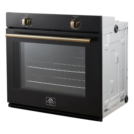 Forno Vomero 30-Inch Wall Oven, Black, 5 cu.ft Capacity, 3550 Watts Convection, Mechanical Controls, Manuel Steam Clean FORNO