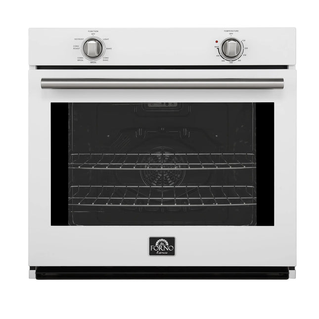 Forno Vomero 30-Inch Wall Oven, White, 5 cu.ft Capacity, 3550 Watts Convection, Mechanical Controls, Manuel Steam Clean FORNO