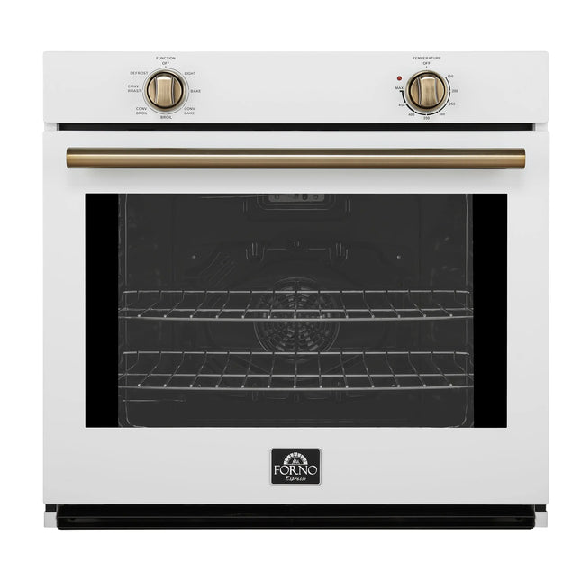 Forno Vomero 30-Inch Wall Oven, White, 5 cu.ft Capacity, 3550 Watts Convection, Mechanical Controls, Manuel Steam Clean FORNO