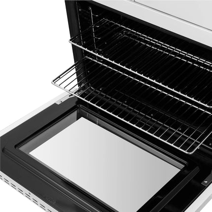 Forno Asti 30-Inch Double Electric Wall Oven with Upper French Doors in White & Antique Brass, 7.36 cu. ft. Dual True Convection, 7,200W, Air Fry, Sous Vide, Self-Clean FORNO