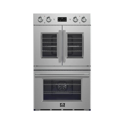 Forno Gallico 30-Inch Electric French Door Double Oven, Stainless Steel, Convection Cooking, Touch Control Panel, Self-Cleaning Function FORNO