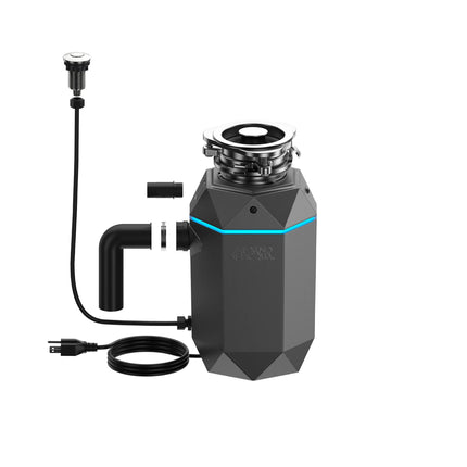 FORNO ACQUA BrightDIAMOND Black Onyx 1HP Super Quiet Garbage Disposal Corded with Motion Sensor Cabinet Light & Pre-Wired Air Switch FORNO ACQUA